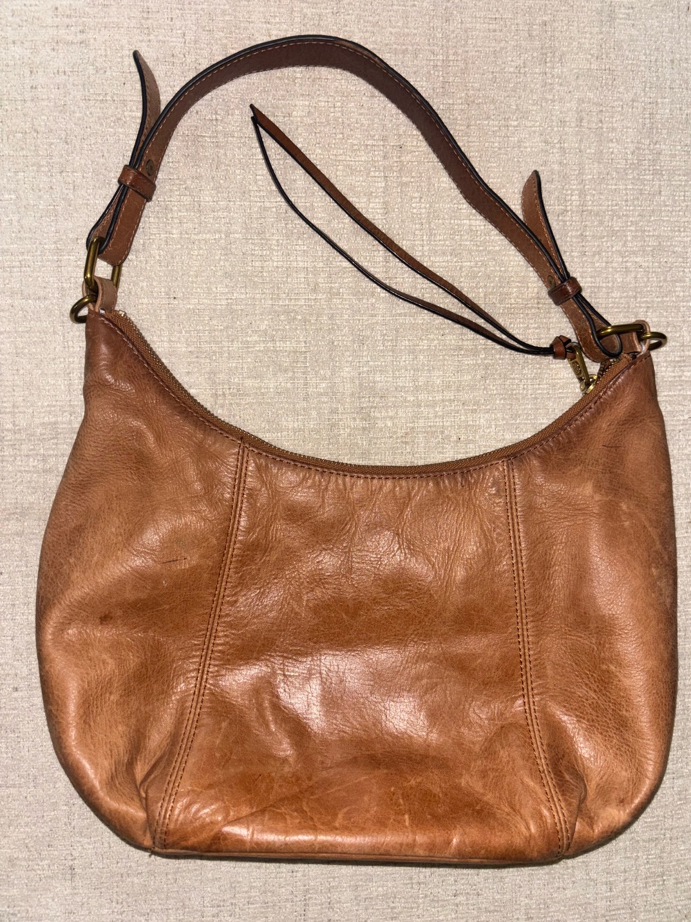 Elliott Lucca Cognac Floral Embossed Hobo Leather Shoulder Bag Purse Brown Boho - Picture 8 of 15
